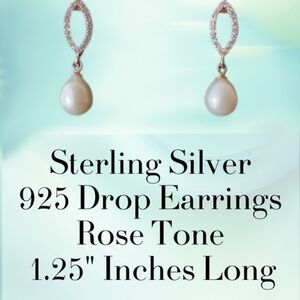 Sterling Silver 925 Luxury  Drop Earrings - Rose Tone - Brand New in Gift Box